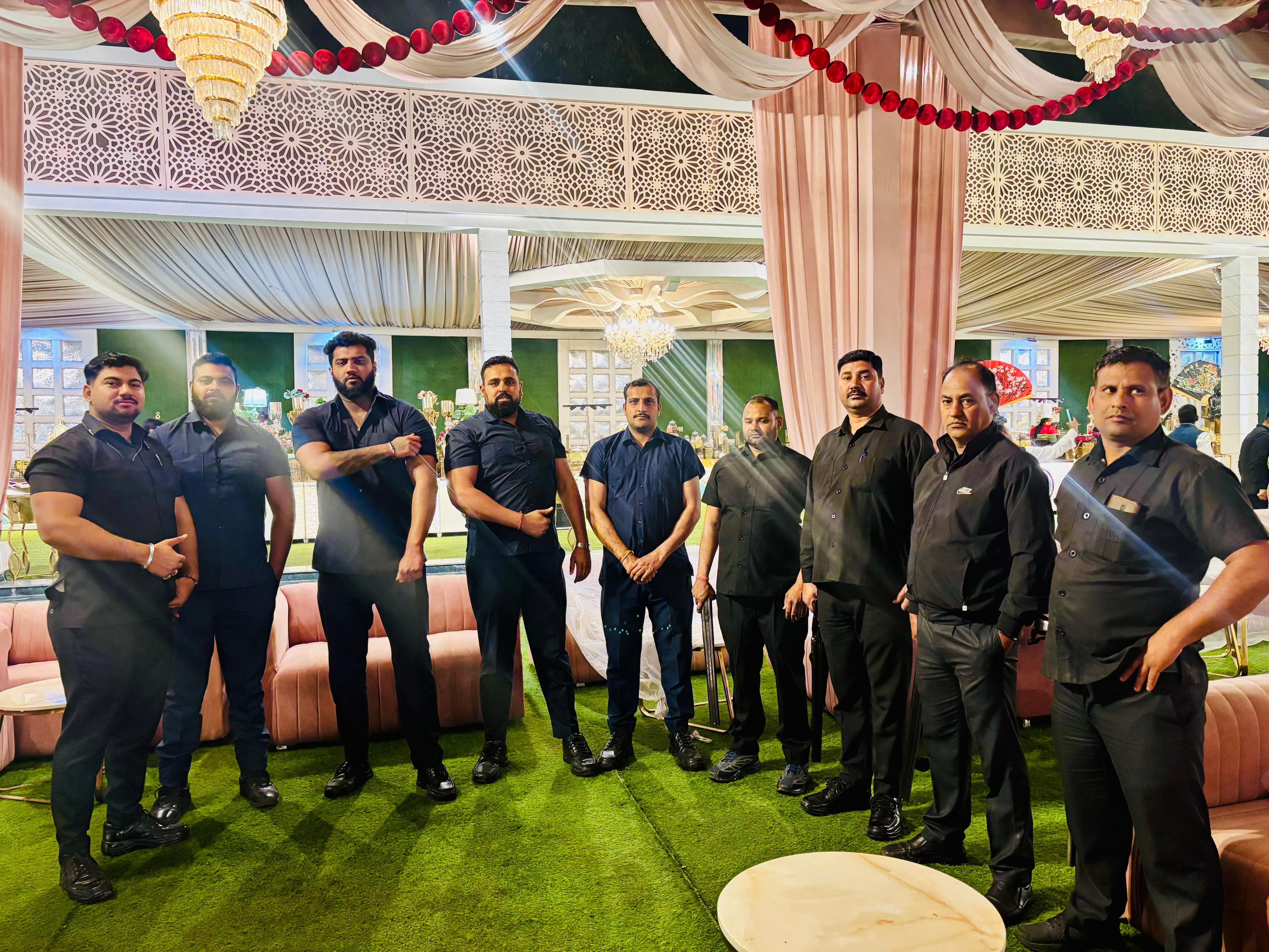 Bouncers team at a decorated event venue